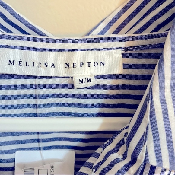MELISSA Nepton Collar ButtonDown Belted Chest Pocket Striped Midi Shirt … - Picture 8 of 12